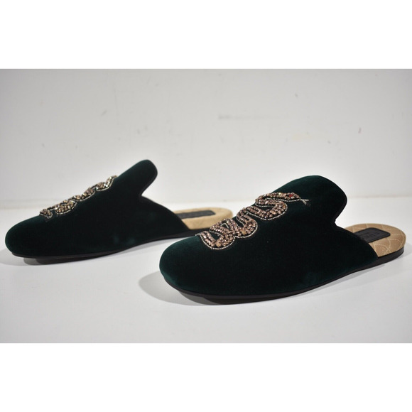Gucci Lawrence Princetown Green Crystal Snake Slide Loafer Mule Slipper Flats 36 - Picture 10 of 12